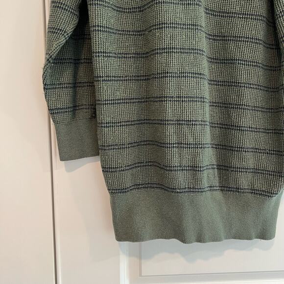 Prana Women's Long Henley Sweater Tunic Green Blue‎ Stripes Size Large - Picture 2 of 9